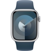 Apple Watch Series 9 smartwatch Zilver/donkerblauw, Aluminium, 41 mm, Sportbandje (S/M), GPS + Cellular