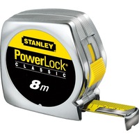Stanley Rolbandmaat Powerlock ABS meetlint Chroom, 8 meter, breedte 25mm