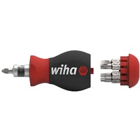 Wiha Schroevendraaier met bitmagazijn Stubby Zwart/rood, 7 dubbelbits