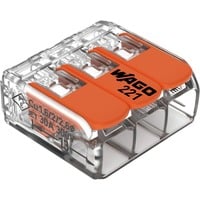 Wago Serie 221 COMPACT-verbindingsklemmen - 3x6 mm² Transparant/oranje, 30 stuks