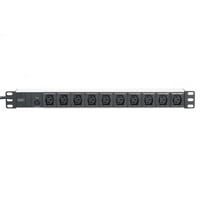 Digitus 19" contactdoosstrook C13 met aluminium profiel 1HE, 10-voudig Zwart/aluminium