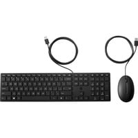 HP 320MK bedraad toetsenbord en muis, desktopset Zwart, BE Lay-out, Plunger