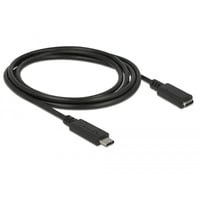 DeLOCK USB-C (male) naar USB-C (female) verlengkabel Zwart, 1,5 meter