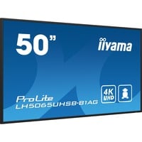 iiyama ProLite LH5065UHSB-B1AG 49.5" 4K Ultra HD Public Display Zwart, HDMI, DisplayPort, LAN, Audio, USB, WiFi, Android