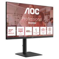 AOC U27E4CV 27" 4K Ultra HD monitor Zwart, 1x DisplayPort, 2x HDMI, 1x USB-C, 4x USB-A, 1x RJ-45