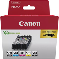 Canon Inkt - PGI-580BK/CLI-581 BK/C/M/Y Pigmentzwart, zwart, cyaan, magenta, geel