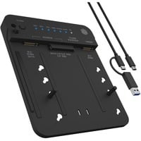 ICY BOX IB-2913MCL-C31 dockingstation Zwart, 2,5"/3,5" SATA, M.2 NVMe