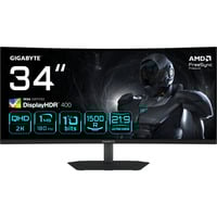 GIGABYTE G34WQCP (2.0) 34" Curved UltraWide gaming monitor Zwart, 2x HDMI, 2x DisplayPort