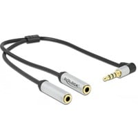 DeLOCK 1x 3,5 mm Stereo Jack (male) > 2x 3.5 mm 4-Pin Stereo Jack (female) headset splitterkabel Zwart/zilver
