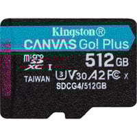 Kingston Canvas Go! Plus microSDXC 512 GB geheugenkaart Zwart, Class 10, UHS-I U3, V30, A2
