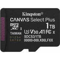 Kingston Canvas Select Plus 1 TB MicroSDXC geheugenkaart Zwart, UHS-I U3, Class 10, V30