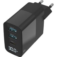 Sitecom 30W GaN Power Delivery oplader met led-scherm Zwart, 1x USB-C, 2x USB-A