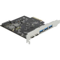 DeLOCK PCIe x4 naar 2x USB-C + 3x USB-A interface kaart 