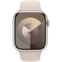 Apple Watch Series 9 smartwatch Sterrenlicht, Aluminium, 45 mm, Sportbandje (S/M), GPS + Cellular