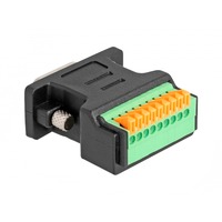 DeLOCK D-Sub 9 (male) naar klemmenblokadapter Zwart