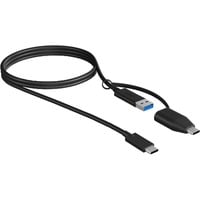 ICY BOX IB-CB034 USB-C > USB-A en USB-C kabel Zwart, 1 meter