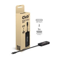 Club 3D USB-C naar Triple DisplayPort MST Hub Zwart, 4K60Hz