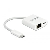 DeLOCK USB-C > Gigabit LAN RJ-45 + PD adapter Wit, 0,115 meter