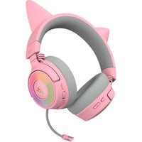 Razer Kraken Kitty V3 Pro Quartz over-ear gaming headset Roze/grijs, RGB, 2.4 GHz / Bluetooth / USB