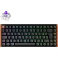 Keychron K2 HE-F1Z Wireless, toetsenbord Zwart/houtkleur, BE Lay-out, Gateron Double-Rail Magnetic Nebula, RGB leds, 75%, Double-shot ABS, Hot-swappable, Bluetooth, 2.4GHz