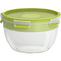 Emsa Clip & Go Saladebakje 2,6 L lunchbox Lichtgroen/transparant, Met inzetstukken voor dressing en toppings