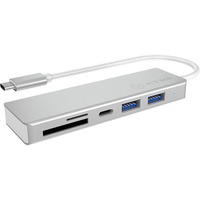 ICY BOX IB-HUB1413-CR dockingstation Zilver, 2x USB-A 3.2 (5 Gbit/s), USB-C 3.2 (5 Gbit/s), SD, microSD
