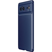 Google Pixel 6 Siliconen Carbon TPU Back Cover telefoonhoesje Blauw