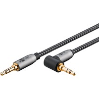 goobay Plus 3,5 mm stereo jack naar 3,5 mm stereo jack 90° kabel Zwart/zilver, 3 meter