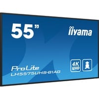 iiyama ProLite LH5575UHS-B1AG 54.6" 4K Ultra HD Public Display Zwart, 3x HDMI, 2x DisplayPort, 2x USB-A, RJ-45