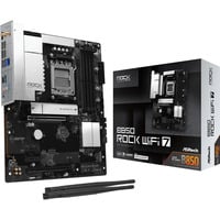 ASRock B850 ROCK WIFI 7 socket AM5 moederbord Zwart/zilver, RAID, 2.5Gb-LAN, Wi-Fi 7, BT, Sound, ATX
