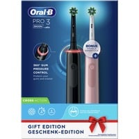Braun Oral-B Pro 3 3900N Gift Edition elektrische tandenborstel Zwart/pink (roze), 2 stuks