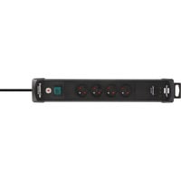 Brennenstuhl Premium-Line 4-voudige stekkerdoos met USB stekkerdoos Zwart, 4x stekker, 1x USB-A, 2x USB-C