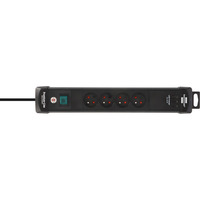 Brennenstuhl Premium-Line 4-voudige stekkerdoos met usb Zwart, 4x stekker, 2x USB-C, 1x USB-A