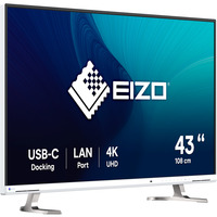 EIZO FlexScan EV4340X-WT 42.5" 4K Ultra HD monitor Wit, 1x DisplayPort, 2x HDMI, 2x USB-C, 2x USB-A, 1x RJ-45