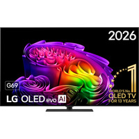 LG OLED evo AI G6 (OLED65G69LS) 65" Ultra HD OLED-tv Zwart, 4x HDMI, 3x USB, Optisch, Bluetooth, LAN, WLAN, CI+, HDR10, Dolby Vision