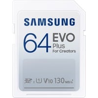 SAMSUNG EVO Plus SDHC 64 GB (2021) geheugenkaart Wit, MB-SC64K/EU, Class 10