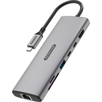 Sitecom 6 in 1 USB-C Multiport Adapter LAN dockingstation Grijs