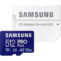 SAMSUNG PRO Plus 512 GB microSDXC (2023) geheugenkaart Blauw, UHS-I U3, Class 10, V30, A2