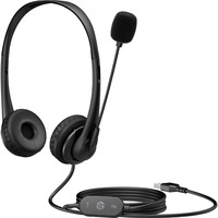 HP HP Wired USB-A Stereo Headset 3,5mm on-ear  Zwart