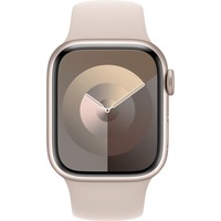 Apple Watch Series 9 smartwatch Sterrenlicht, Aluminium, 41 mm, Sportbandje (S/M), GPS + Cellular