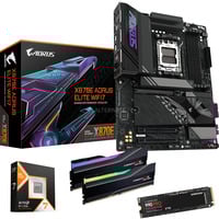 ALTERNATE Upgrade Kit X870E AORUS ELITE WIFI7 + Ryzen 7 9800X3D + 64 GB + 2 TB SSD Zwart, Moederbord, CPU, Geheugen, SSD