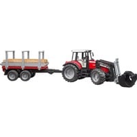 bruder Massey Ferguson 7480 met voorlader en houttrailer Modelvoertuig 02046