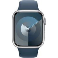 Apple Watch Series 9 smartwatch Zilver/donkerblauw, Aluminium, 45 mm, Sportbandje (S/M), GPS + Cellular