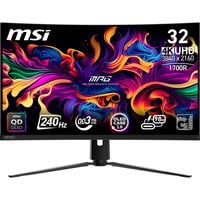 MSI MPG 321CURX QD-OLED 31.5" 4K Ultra HD curved gaming monitor Zwart, 1x DisplayPort, 2x HDMI, 1x USB-C, 2x USB-A, 240 Hz