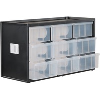 Stanley Ladenkastje 9 compartimenten gereedschapsbox Zwart/transparant