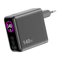 Sitecom 140W GaN Power Delivery oplader met led-scherm Zwart, 2x USB-C, 1x USB-A