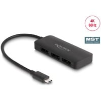 DeLOCK USB-C naar 3x DisplayPort Splitter MST Zwart, 0,15 meter