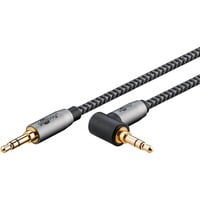 goobay Plus 3,5 mm stereo jack naar 3,5 mm stereo jack 90° kabel Zwart/zilver, 5 meter