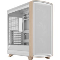 Fractal Design Summit Chalk White TG midi tower behuizing Wit/houtkleur | 2x USB-A | 1x USB-C | Tempered Glass