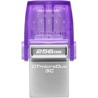 Kingston DataTraveler microDuo 3C 256 GB usb-stick Paars/transparant, USB-A + USB-C